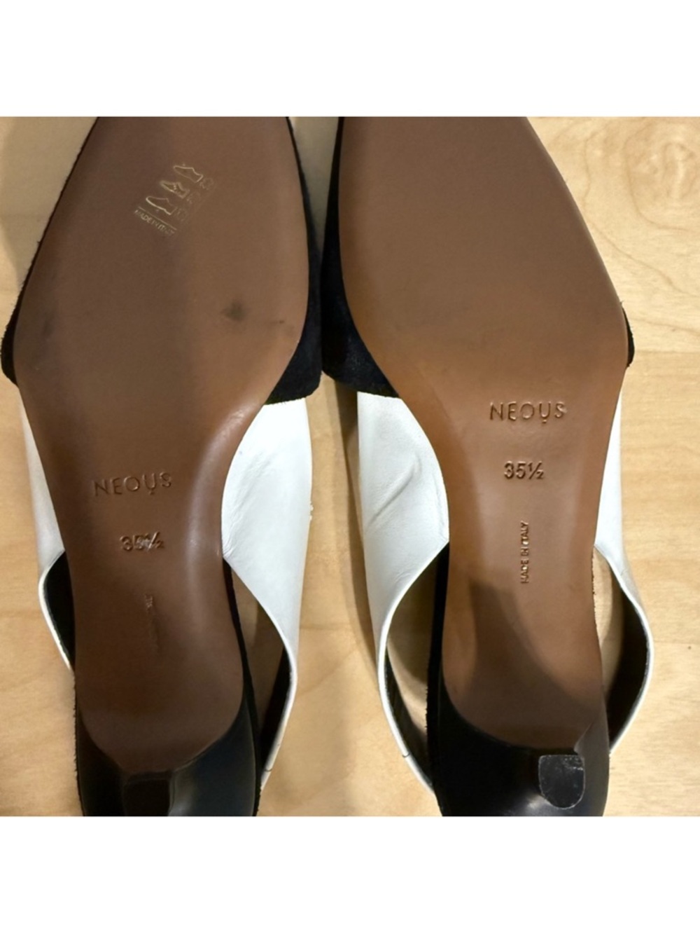 Neous Black & White Slingback Mini Heels - Picture 2 of 7